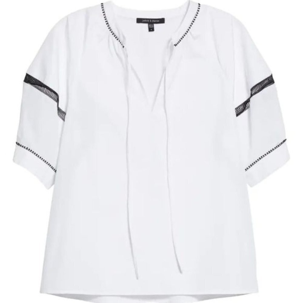 Judith & Charles magnolia B puff sleeve blouse white nwot